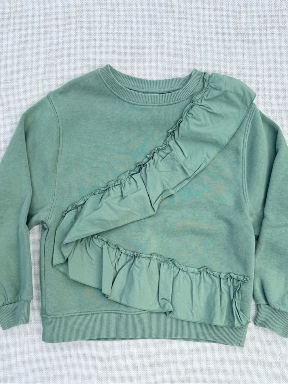 Zara Mint Green Ruffle Sweatshirt size 9